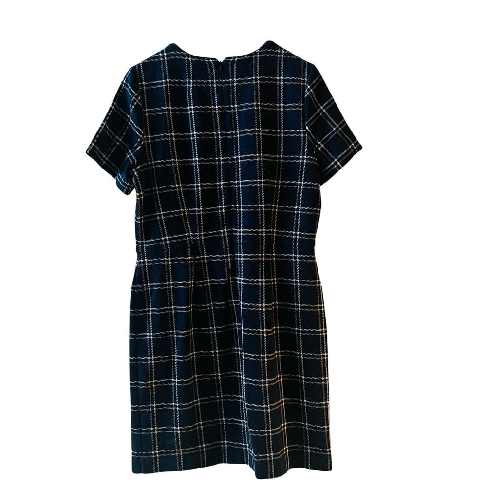 Ann Taylor Windowpane Short Sleeve Sheath Dress Size 14 Blue Multi - Picture 3 of 8